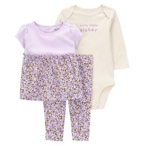 NEW NWT Girls Sz 18 Months Little Sister Purple Floral 3 Pc Outfit CHILD OF MINE